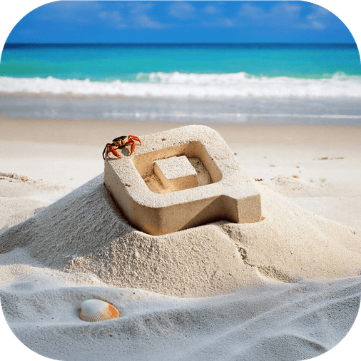 Beach with QR code in sand